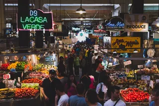 零售、选择、变化、文字、照明、人群、市场、食品和饮料