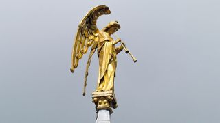 天使，演奏，长笛雕像，白天，天使，宗教，圣心，艺术