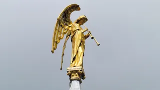 天使，演奏，长笛雕像，白天，天使，宗教，圣心，艺术