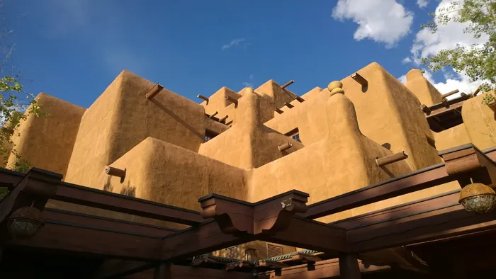 圣达菲，新墨西哥州，adobe，建筑，美国，建筑结构，天空，建筑外观