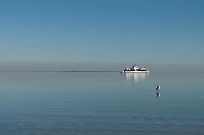 海，安静，天空，海岸，北海，平静的海，海滩，船