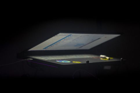 中国, 郑州, 黑暗, 照明, 技术, 通讯, 室内, 特写