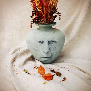 花瓶，秋天，箱子，叶子，死亡，悲伤，悲伤，忧郁