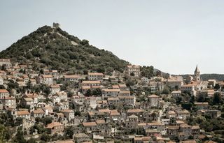 山峰、房屋、天线、照片、混凝土、附近、森林、小山