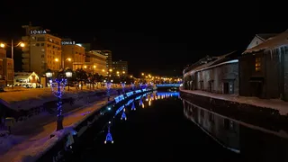 小樽，运河，北海道，日本，旅游目的地，小樽运河，夜间，照明