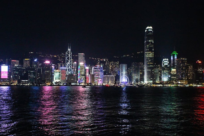 香港，星轮码头，大城市，港口，维多利亚港，天际线，亚洲，灯光