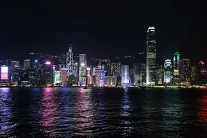 香港，星轮码头，大城市，港口，维多利亚港，天际线，亚洲，灯光
