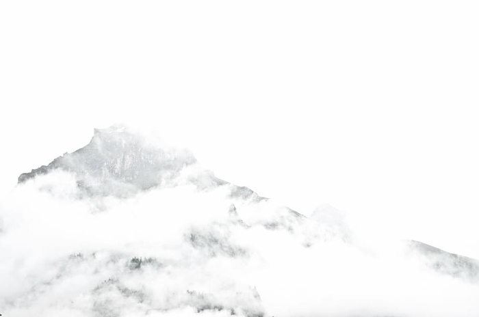 无标题，雪，覆盖，山，山，谷，峰，雾