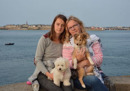 女孩，女人，肖像，同谋，狗，小狗，温柔，感情