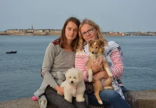 女孩，女人，肖像，同谋，狗，小狗，温柔，感情