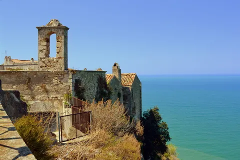 墙，海，古代，历史学家，屋顶，佩奇奇，加尔加诺，普利亚