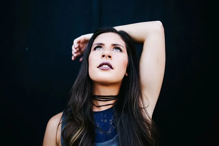 女士，蓝色，上衣，照片，人物，女孩，女性，时尚