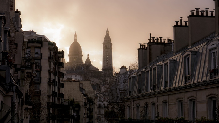 法国、巴黎、圣心大教堂、屋顶、烟囱、chatedra、sacrecoeur、窗户