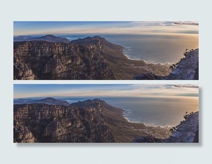 南非，开普敦，桌山（自然保护区），桌山，海，全景，山，天空