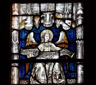 含铅玻璃，彩色玻璃，天使，铅，哥特式，旧，古董，教堂