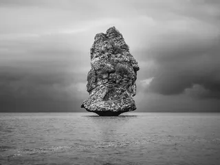 灰度照片，岛屿，泰国，肯尼迪，海洋，海洋，云，云