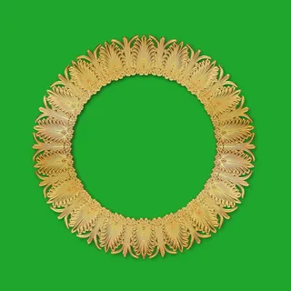 复古、金色、框架、圆形、装饰性、镜子、绿色、摄影棚拍摄