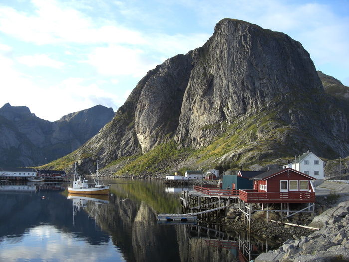 lofoten，海洋，旅游，山，水，天空，云天，建筑结构