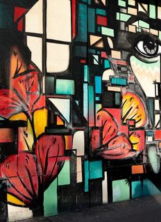 多色墙壁艺术、涂鸦、创意、艺术和工艺、建筑、人类表现、多色、表现