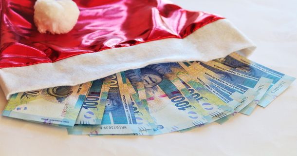 范，100张钞票，圣诞钱，钱，账单，小费，圣诞老人，礼物