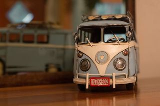 精选、对焦、特写、摄影、压铸面包车、蓝色、大众、t