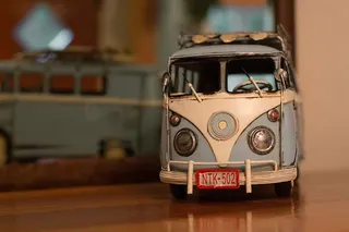 精选、对焦、特写、摄影、压铸面包车、蓝色、大众、t