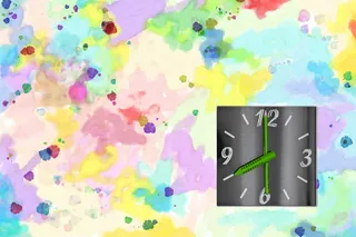 时钟，时间，指针，时间表，学校，水彩，水彩，彩色