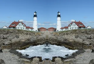 镜像，灯塔，效果，景观，效果，镜像，拆分，图像