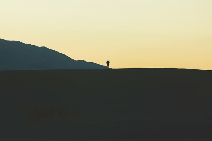 剪影，人，顶，山，山，自然，风景，山