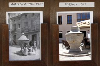 水池，水柱，旧的，新的，比较，水，喷泉，马略卡岛