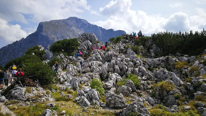 obersalzberg，berchtesgaden，视点，岩石，山，岩石物体，云天，固体