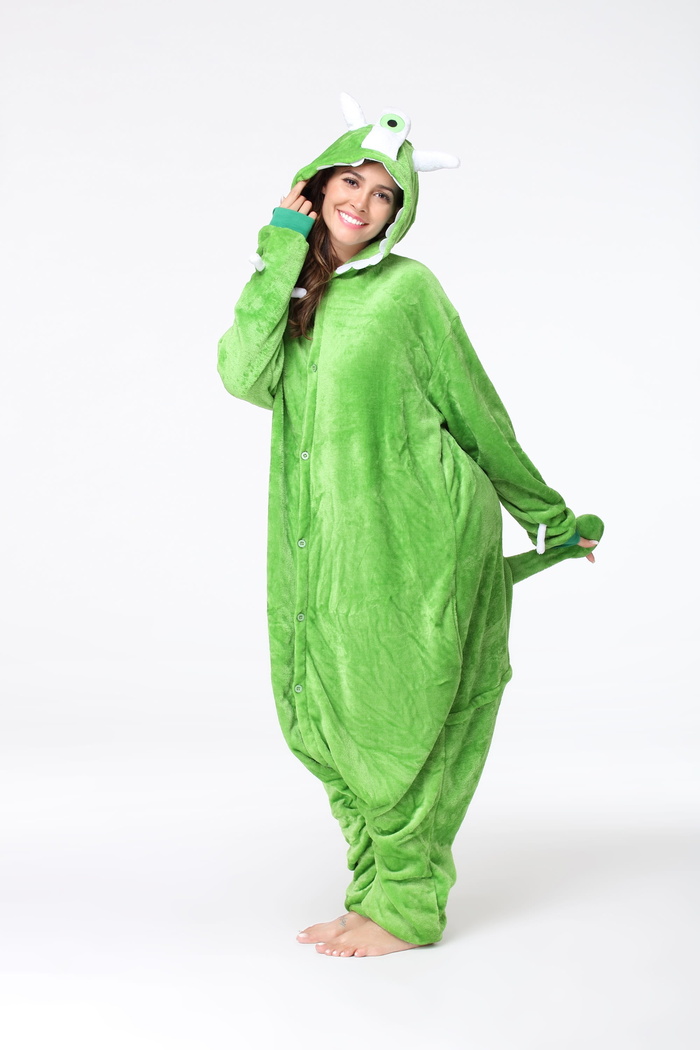 卡通睡衣，onesies，绿色，工作室拍摄，绿色，全长，单人，室内