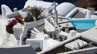 希腊圣托里尼oia镇，植物，自然，白色，树木，白天