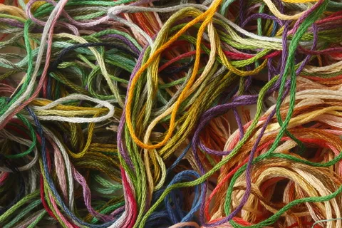 特写，各色线，线，刺绣，缝纫，工艺，纱线，棉花