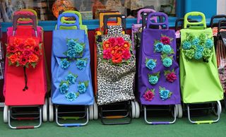 五彩躺椅，购物车，手推车，采购，把手，运输，蓝色，金属