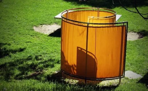 隐私、更衣室、更衣室、海滩、lichtspiel、室外游泳池、倒影、草地