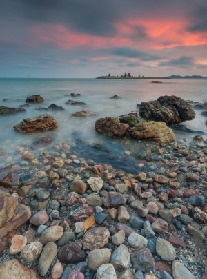 海，黎明，风景，自然，海滩，特写，云，黄昏