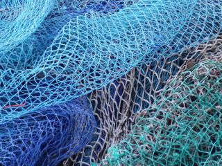 蓝色渔网，渔网，捕鱼，渔民，港口，海洋，拖网渔船，蓝色