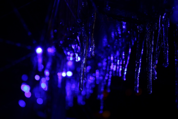 冬天, 冰柱, 霜, 圣诞节, 照亮, 夜, 装饰, 照明设备