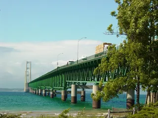 mighty mac bridge，密歇根州，湖，桥，五大湖，结构，结构，mackinaw市