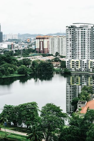 高角度摄影、混凝土、建筑物、身体、水、白天、空中、视图