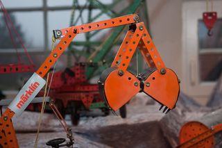 挖掘机，反铲铲斗，玩具，马尔克林，金属结构，螺钉，技术，金属