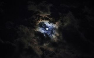 满月，月亮，自然，风景，云朵，天空，黑暗，夜晚