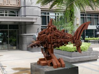 鲨鱼、机械、机器人、新加坡、雕像、艺术、建筑、建筑结构