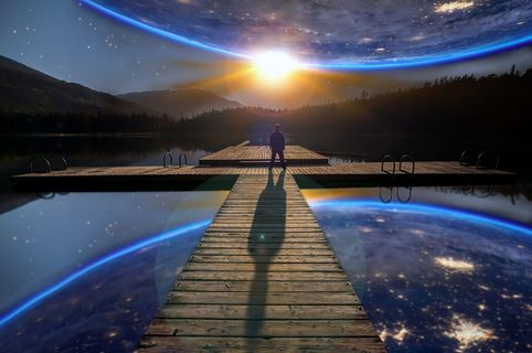 反射，星星，寒冷，魔法，假日，行星，自然，旅行