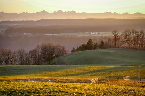 日落，高山，风景，自然，山脉，天空，全景，黄昏