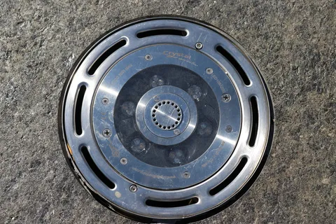 喷泉、喷嘴、气泡、水、压力、金属、圆、几何形状