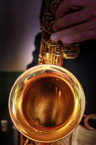 人，手持，铜管萨克斯管，铜管，音乐，乐器，黄金，音乐家