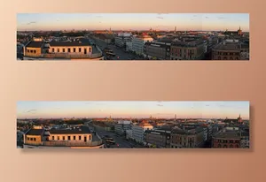 哥本哈根，全景，天际线，日落，建筑，天空，建筑外观，城市景观