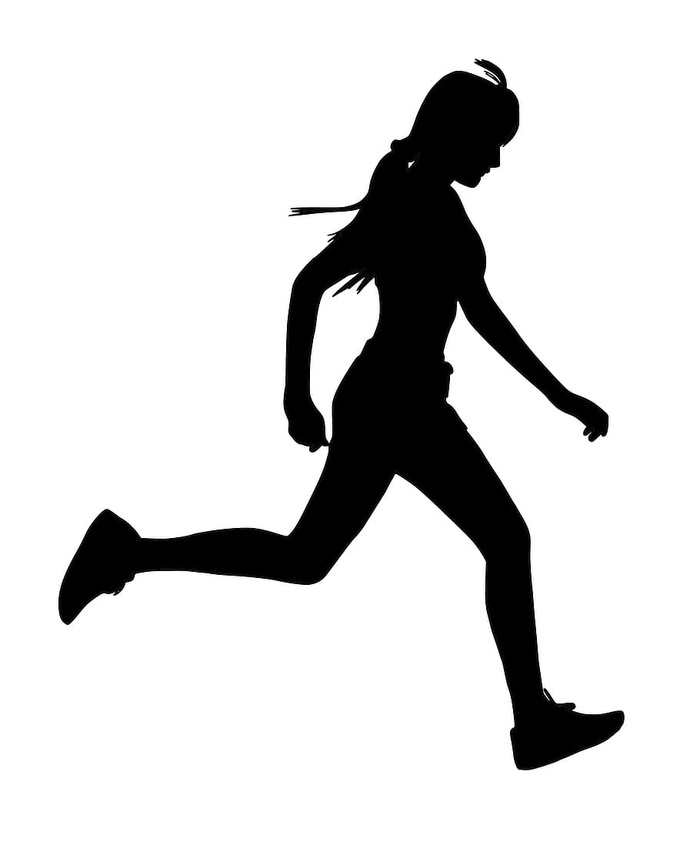 女人奔跑的轮廓。